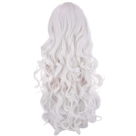 KRIWIN White Color Synthetic Long Hair Wig(23") - for Cosplay, Party Photo Booth, Fancy Dress, Fashion