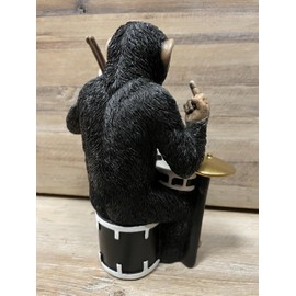 Funny Monkey Decorative Figurine, Drum Playing Monkey Statue 8 Inch