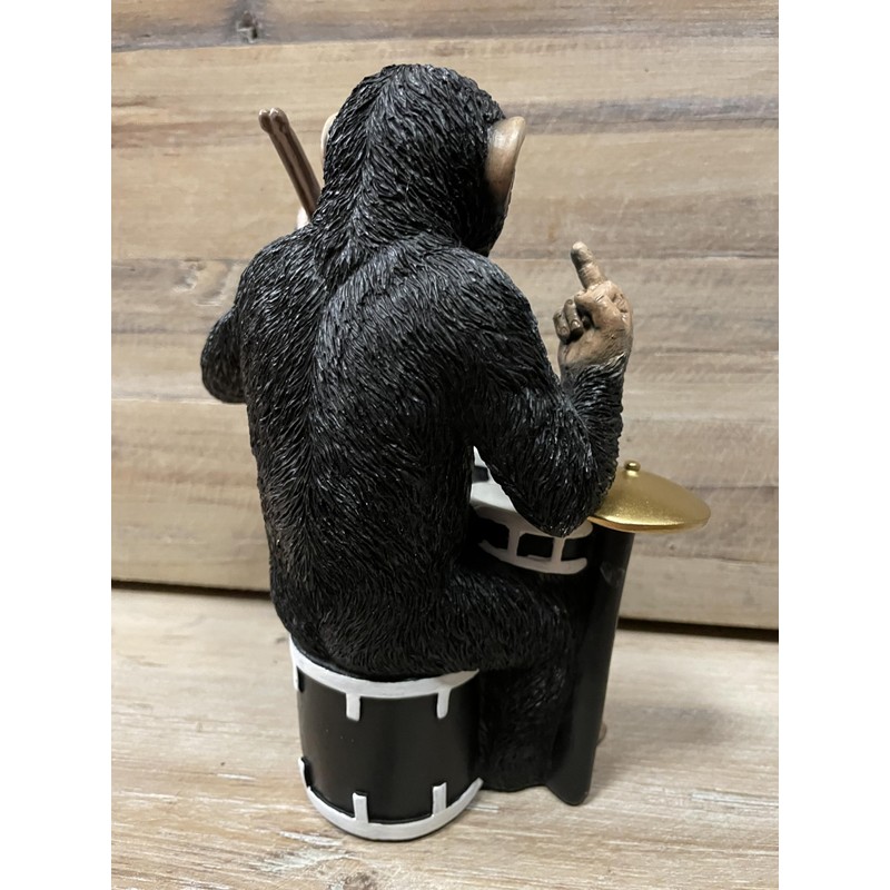 Funny Monkey Decorative Figurine, Drum Playing Monkey Statue 8 Inch