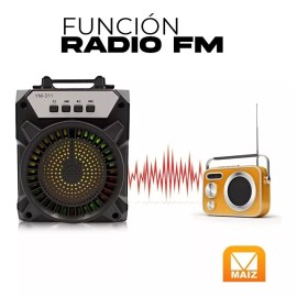 Maíz 3x2 Bocina Bluetooth Radio Fm Portatil Recargable Led Usb