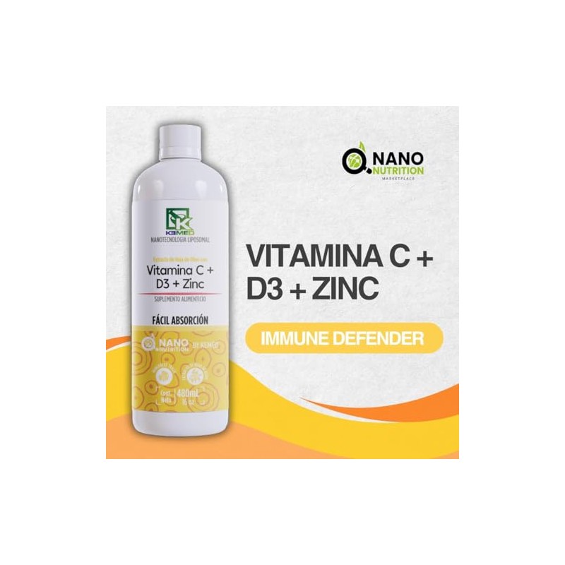 Vitamina C + D3 + Zinc | Suplemento Líquido de