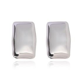 COARVXA 925 Sterling Silver Chunky Gold Rectangle Stud Earrings for Women| Dainty Thick Stud Earrings | Geometric Square Earrings | Minimalist Geometric Earrings Gifts Jewelry for Women