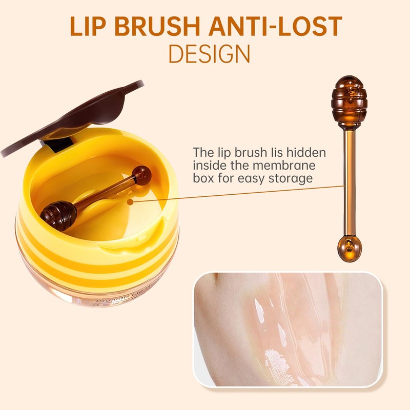 Leogony 3PCS Honey Pot Lip Balm Set, Moisturizing Strawberry Honeybalm