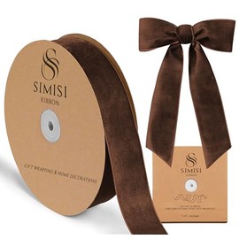Brown Velvet Ribbon 1.5'' 25 Yards for Christmas Tree, Gift Wrapping, Flower Bouquet, Wreath Decorations, Bow Making