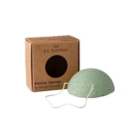 J&L Naturals Konjac Sponge | Exfoliating Face & Body Sponge for All Skin Types | Gentle Scrub | Cruelty Free, Vegan, Natural, Sustainable (Green Tea (For Acne-Prone Skin), 2-Pack Duo)