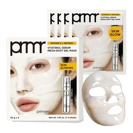 Primera PRMR Vitatinol Serum Gel Mask | Overnight Melting Masks, for Collagen Synthesis with Vitamin C & Retinol, Immediate Pore Tightening, Firming and Hydrating 34g x 4EA