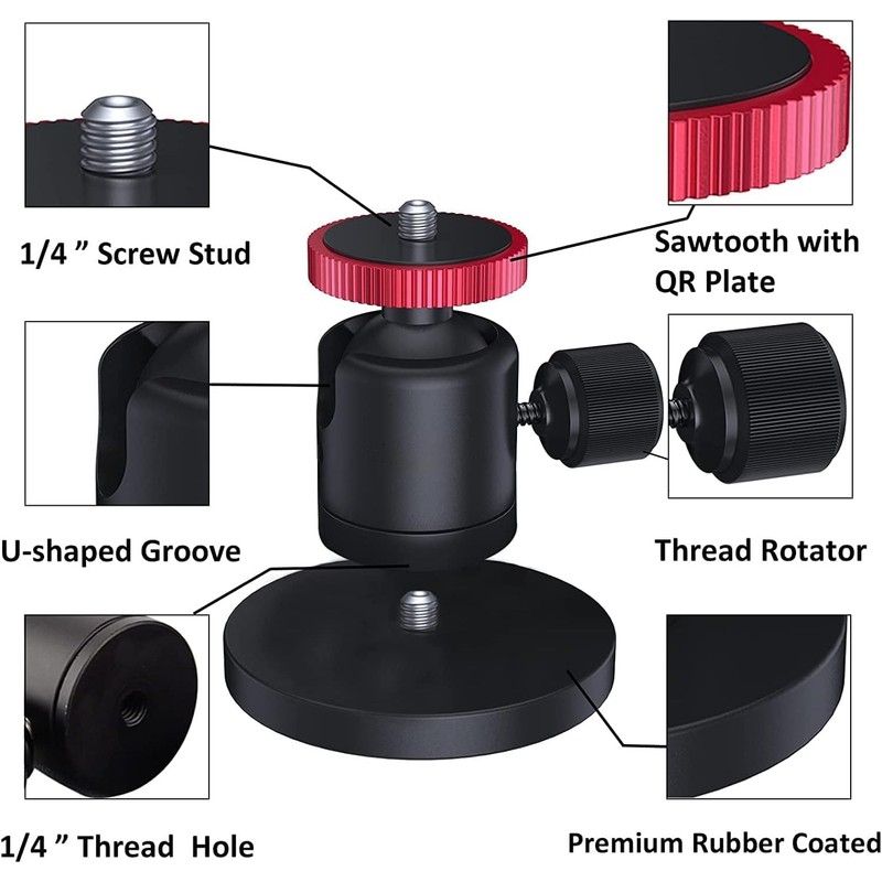 MUTUACTOR 60lb Magnetic Camera Mounting Base with Mini Ball Head,