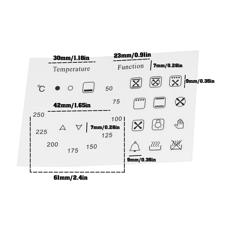 Create idea 4Pcs Oven Temperature and Function Dial Sticker Set