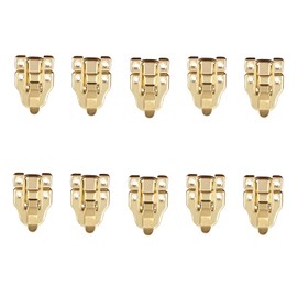 dophee 10Pcs Vitnage Gold Duckbilled Toggle Hasp Latch Clasp Lock with Padlock Hole for Jewelry Box Wooden Case Vintage Box Cabinet Doors Toolbox Chest Suitcases Trunks - 59x40mm/2.32"x1.57"