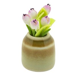 MyTinyWorld Dolls House Miniature Purple and White Tulip in Earthenware Pot