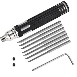 Model Scribing Tool Set (Black), Precision Engraving Pen with 7 Steel Tips, Gundam Model Detail Carving Kit, Professional Grade Panel Line Marker for Scale Models, Carving Cutting