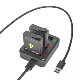 Dji 2-Pack Battery Pack& 3-Channel USB Charger for DJI OSMO Action 3 Action 4