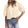 BTFBM Women's Lace Puff Sleeve Tops 2025 Summer V Neck
