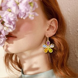 Beaded Earrings for Women Dangling Retro Earrings Colorful Daisy Flower earrings Handmade Boho Earrings for Women (colorful)
