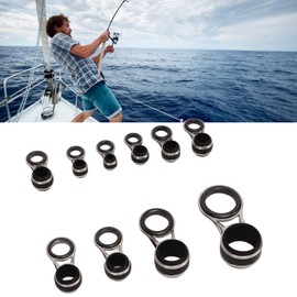 Alomejor 10 Pieces Bait Fishing Rod Guide Rings 5 Sizes Ceramic Stainless Steel Fishing Rod Eye Guide Kit Casting Fishing Rod Tip Repair Kit
