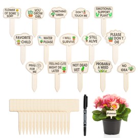 30 Stück Lustige Pflanzenetiketten, 15 Stück Pflanzenschilder zum Beschriften mit 15 Holzschilder zum Beschriften, Garden Kräuterstecker Kräuter, T Type Tags für Topfsamen Blumen Gemüse Anzuchttöpfe