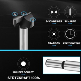 Forstner Drill Bit 32 mm, Forstner Drill Bit, Wood Drill, Forstner Cutter with Round Shaft, Forstner Drill Bit for Wood, Hardwood