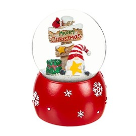 Cypress Home Evergreen LED Polyresin Water Globe with Gnome Icon, Merry Christmas Indoor Christmas and Holiday Decor