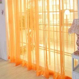 AFUT 100x200CM Decorative Sheer Voile Curtains Sheer Curtains Gauze Curtains Drape Panel Tulle Curtains for Office(Orange)
