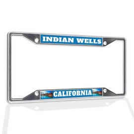 Metal Insert License Plate Frame Indian Wells California Weatherproof Car Accessories Chrome 4 Holes Solid Insert