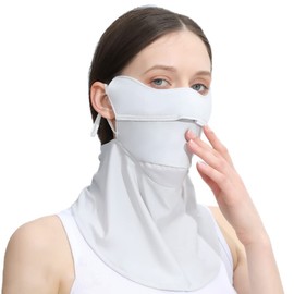 Famimor Women's Face Cover, UV Protection, Sun Protection Neck Cover, Non-stuffy, Breathable, Cool Touch, UPF 50+, Cooling, Face Cover, Sports, Golf, Cycling, Farming, UV Protection Mask, grey (grey marl)