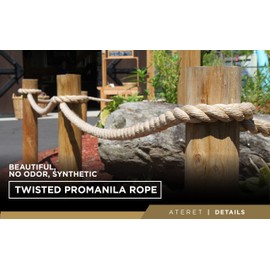 ATERET Twisted 3-Strand Tan Polypropylene Rope Monofilament I 3/8" x 600 Feet I 2,430 lbs. Tensile Strength I Lightweight & Heavy-Duty Synthetic Cord for DIY Projects, Marine, Commercial Use