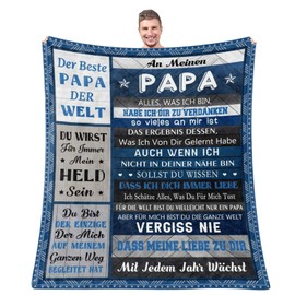 Papa Geschenk Geburtstag, 150 ×130CM Weiche Decke Die, Geburtstagsgeschenk für Papa von Tochter Sohn, Vater Geschenk, Bester Papa Geschenke, Geschenk Vater Geburtstag, Geschenk für Geburtstag