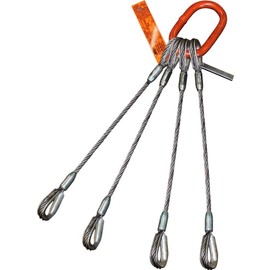Four Leg Bridle Wire Rope Sling | 2.2 Ton Vertical Rated | Heavy-Duty Thimble-to-Thimble | 1/4" Dia. | 3' Length | EIPS 6x25 IWRC | Hanes Supply (HSI) Heavy Duty Rigging Cable for Lifting and Towing
