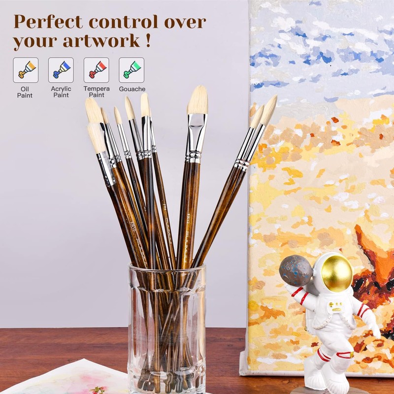Fuumuui 11PCS Professional Oil Paint Brush Set - Superior Hog