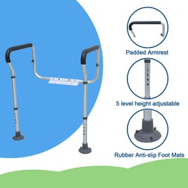Loyoda Toilet Handle Height-Adjustable Leg Toilet Safety Frame Medical Grade Aluminum Alloy Sturdy Toilet Safety Rail Provides Support for Seniors, Disabled and Pregnant Women