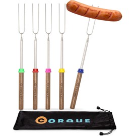 Sticks CORQUE Marshmallow Roasting Sticks, Smores Sticks, Extendable - Set of 5