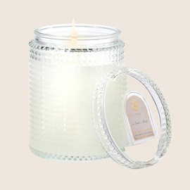 Aromatique Textured Glass Candle Smell of Spring | Notes of Pineapple, Green Hyacinth, Jasmine, Rose, Balsamic, Vanilla Aromatherapy Candle for Home Decor Gift 40 Hours Burn Time 3.25” H 6 oz