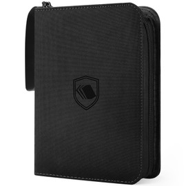 440 Pockets Trading Card Binder, PU Cover Zipper Card Collection Album, Sturdy Card Folder Holder for MTG, TCG, Game Cards, Sports Cards (Black, 4 Pocket)