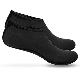 Boolavard Water Sports Shoes Barefoot Quick Drying Aqua Yoga Socks Slip-On for Men Women Children, black