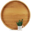 MAGIGO 24 Inches Extra Large Round Teak Wood Ottoman Tray