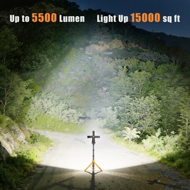 SKYFIRE Rechargeable Camping Light, 5500 Lumens LED Work Light with Detachable Tripod, 10000mAh Battery Powered, Solar Magnetic Waterproof Outdoor Light for Camping, Emergency, Construction Site