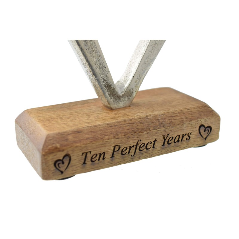 Ten Perfect Years 10th Anniversary Rustic Metal Heart Decoration –