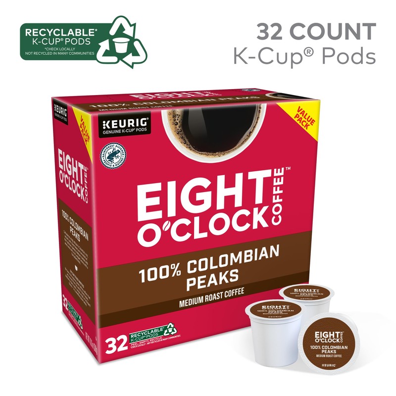 Eight O'Clock Coffee Colombian Peaks Single-Serve Keurig K-Cup Pods, Medium
