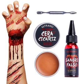 Kit de Cera de Cicatriz de Sangre Falsa, Cera de Piel, Gel de Sangre Falso, Cicatriz de Modelado de Heridas Maquillaje de Pintura Corporal, SFX...    