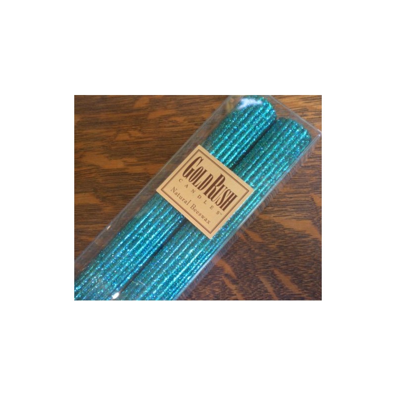 12 Inch Natural Beeswax Glitter Candles, Wild Peacock Color, Boxed