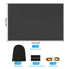 PATIKIL Portable Blackout Curtains, 1 Set 59 x 39 Inch Polyester Thermal Window Drapes 100% Shading Rate for Attic Living Room Bedroom, Black