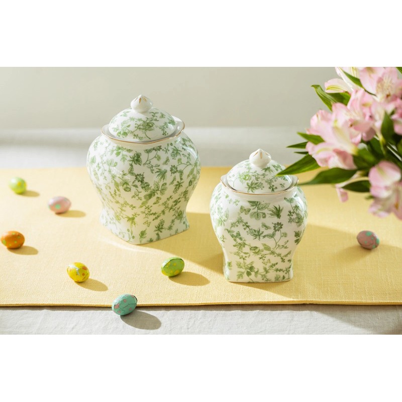 Grace Teaware Greeny Garden 7.5" Fine Porcelain Canister
