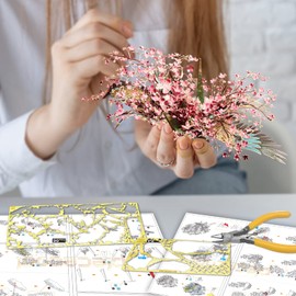 Piececool 3D Metal Model Puzzles for Adults, Peach Blossom Wish Cranes Model Building Kits, Brain Teaser Puzzle Beautiful DIY Craft Kits Great Birthday, 65Pcs