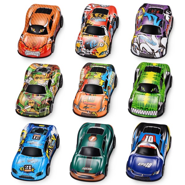 4.2" Toy Cars Metal Race Cars Vehicles 9 Pack, Pull Back Cars Toys for Boys, Girls, Toddlers, Kids 2,3,4,5,6,7 Years Old, Party Favors, Teacher Reward Prizes, Boy Birthday Gifts