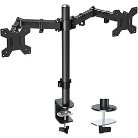 MOUNTUP Dual Monitor Desk Mount, Fully Adjustable Dual Monitor Arm for 2 Max 32 Inch Computer Screens up to 19.8lbs, Dual Monitor Stand Fit Two VESA 75x75&100x100, with C-Clamp and Grommet Base MU0002