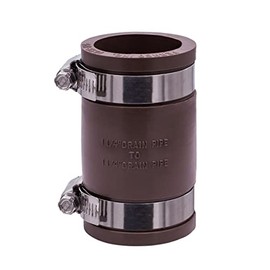 Fernco 1056-125 1-1/4-in. Flexible PVC Pipe Coupling for Cast Iron and Plastic Plumbing Connections in Brown