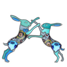 Newei - Broche de aleación esmaltada con diamantes de imitación de Pascua para mujer, chica, bufanda, traje de moda animal judío regalo Azul