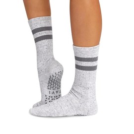TAVI NOIR Kai Fashion Crew Grip Socks, Small, Heather Grey