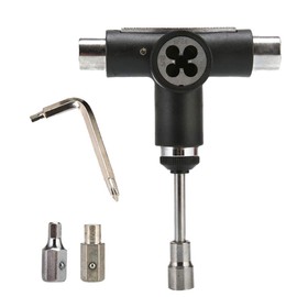 VORCOOL All-In-One Multifunctional Portable T-tool Skate Tools Set Skateboard Tool for Skateboards Longboards Mini Skateboards and Cruisers (Black)