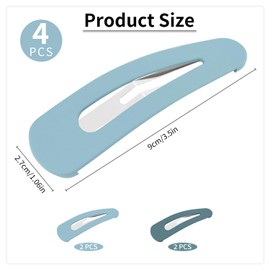 4PCS Large Snap Hair Clips,Acrylic Metal Snap Hair Barrettes,Matte Snap Clips for Women, Hair Pins for Girls, Large Barrettes Hair Accessories (3.5Inch,Blue)